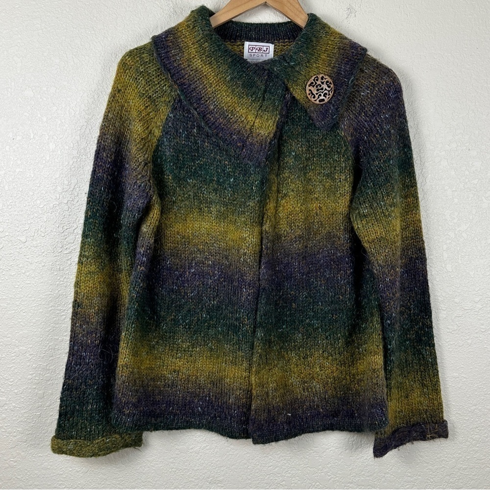 PBJ Sport Vintage Ombre Two Button Long Sleeve Cardigan Size Medium Women